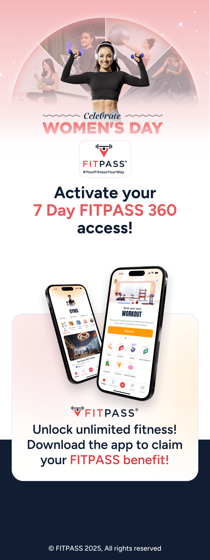 Activate your 7 day FITPASS 360 access! Mobile banner