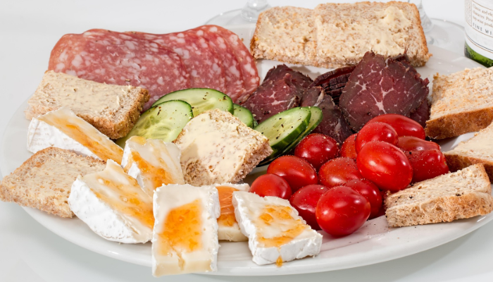 Non veg iron rich foods in a plate with some veg foods 