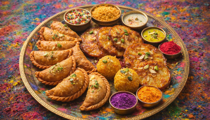 A plate full with Gujiya sweets