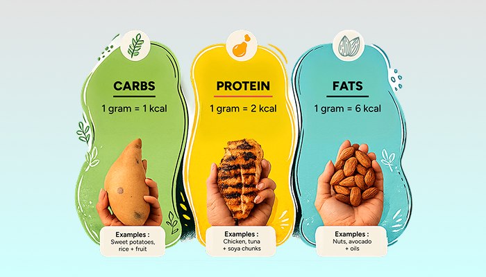 a presentation of showing different macros amounts in various foods