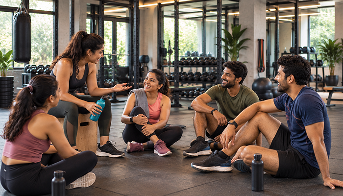 People enjoying working out together with FITPASS employee wellbeing plans helping individuals combat the burnout syndrome in India.