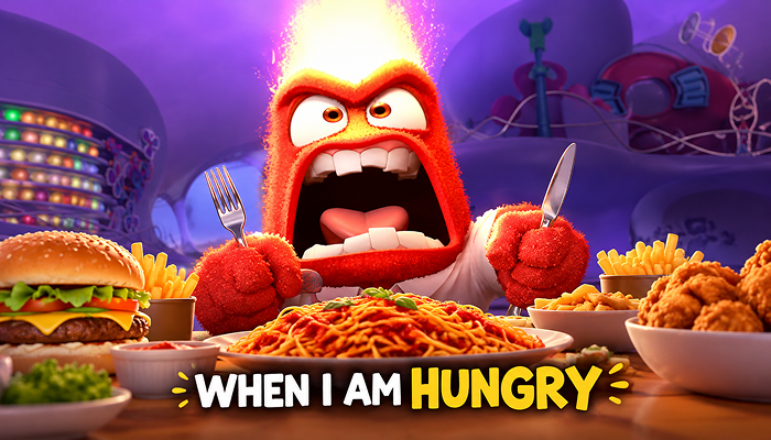 anger character from inside out representing what a person feels when affected by the hunger hormone ghrelin