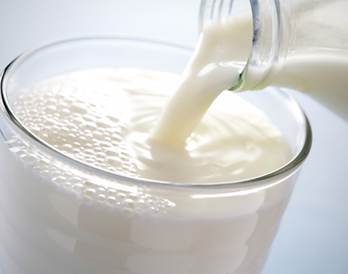 Whole milk in a glass